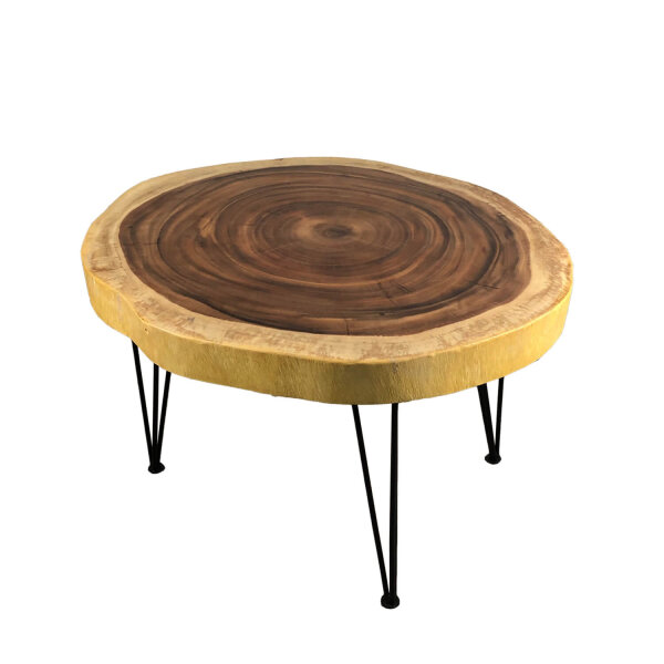 Table basse Rondelle darbre Bois dacacia Métal Travail manuel