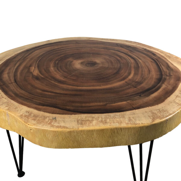 Table basse Rondelle darbre Bois dacacia Métal Travail manuel
