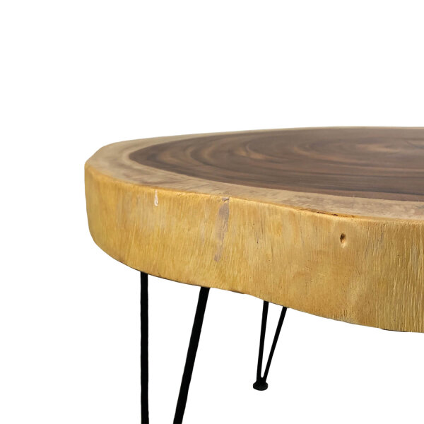 Table basse Rondelle darbre Bois dacacia Métal Travail manuel