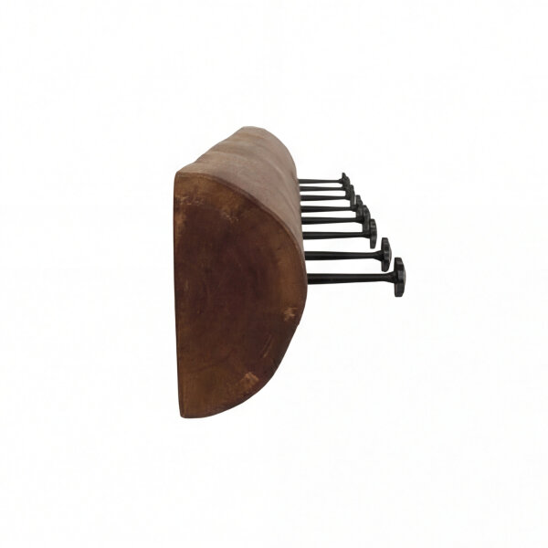 Portemanteau mural bois métal fait main 49,5 cm en brun noir