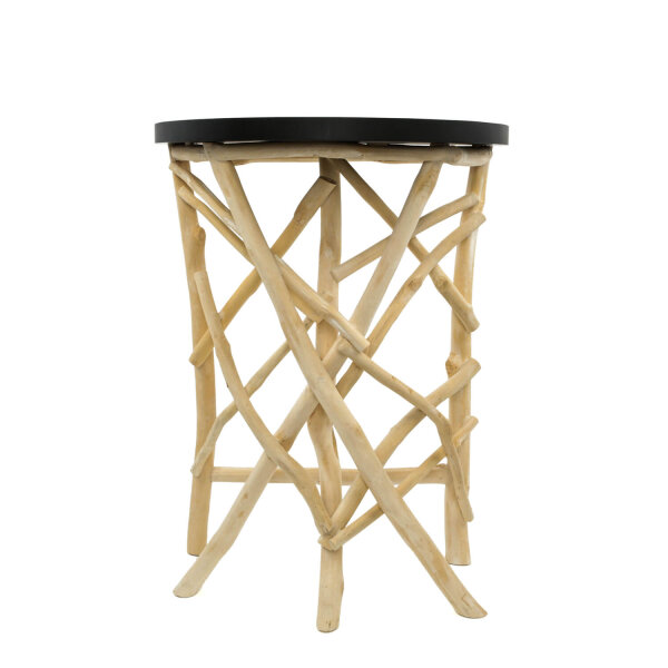 Table dappoint en bois flotté MDF fait main 160 cm en noir naturel