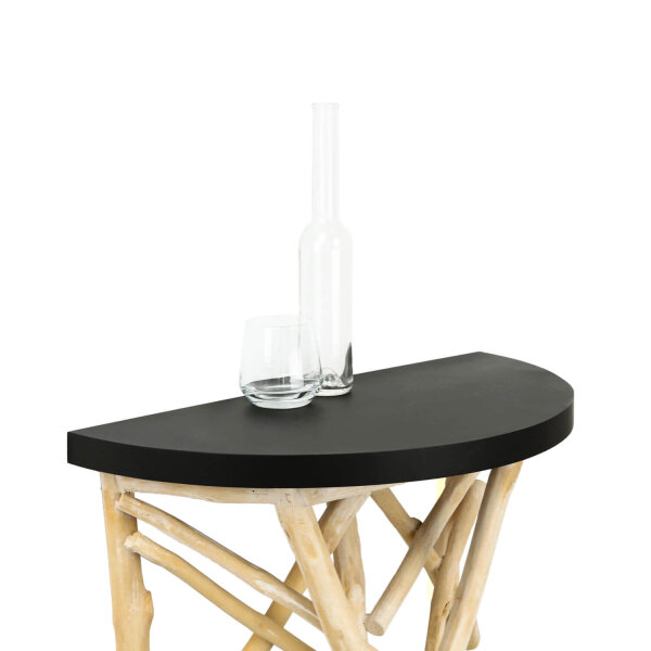 Table dappoint en bois flotté MDF fait main 160 cm en noir naturel