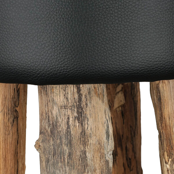 Tabouret en bois fait main Ø 30 cm en bois naturel noir