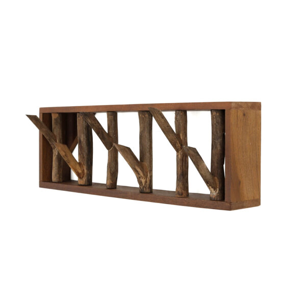Portemanteau mural en bois flotté 36 cm en nature fait main