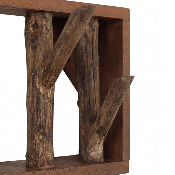 Portemanteau mural en bois flotté 36 cm en nature fait main