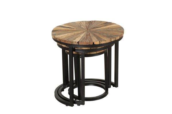 Set de 3 tables dappoint bois acier Ø 28/38/46cm rond