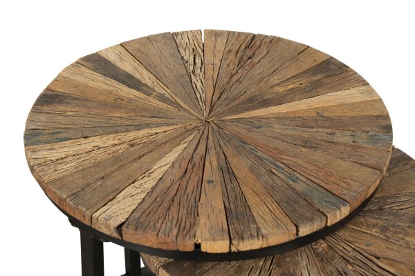 Set de 3 tables dappoint bois acier Ø 28/38/46cm rond