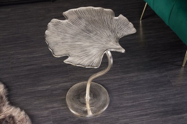 Table dappoint en métal argenté 46x43 cm artisanale