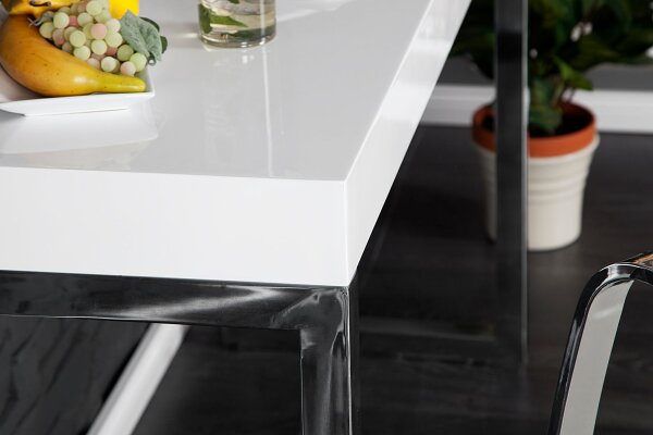 Bureau blanc chromé 120 x 75 cm brillant