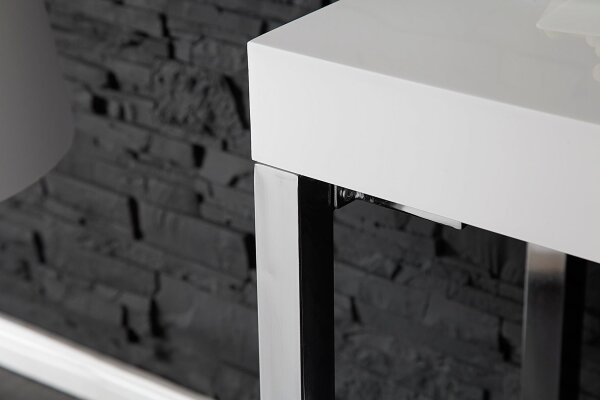 Bureau blanc chromé 120 x 75 cm brillant