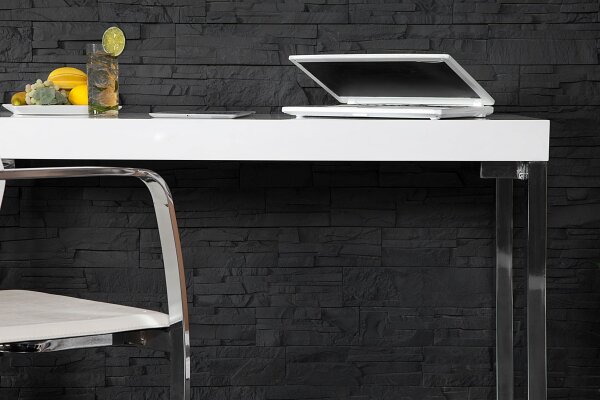 Bureau blanc chromé 120 x 75 cm brillant