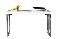Bureau blanc chrom&eacute; 120 x 75 cm brillant