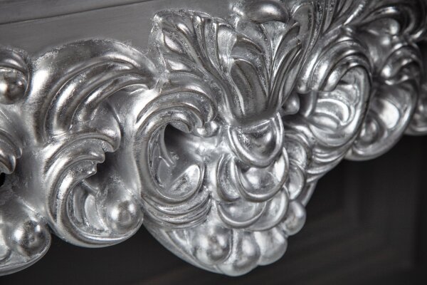 Table console bois polyuréthane argent 110 cm artisanale