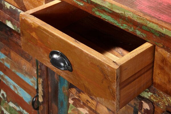 Buffet en bois 125 x 90 cm Tiroirs Portes Coloré Artisanat