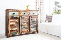 Buffet en bois 125 x 90 cm Tiroirs Portes Coloré...