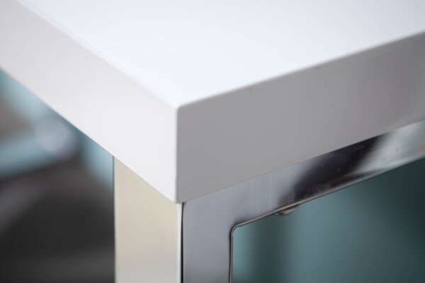 Bureau blanc brillant chromé 120 x 75 cm