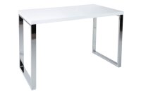 Bureau blanc brillant chrom&eacute; 120 x 75 cm