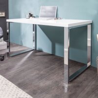 Bureau blanc brillant chromé 120 x 75 cm