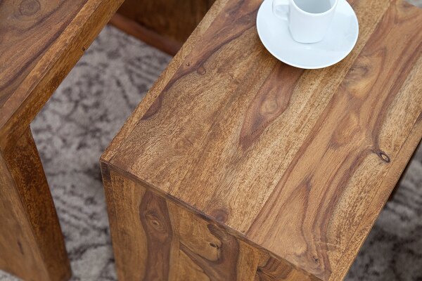 Set de 3 tables dappoint en bois de sheesham naturel rectangulaire