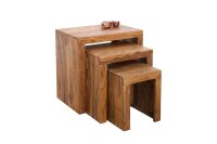Set de 3 tables dappoint en bois de sheesham naturel...