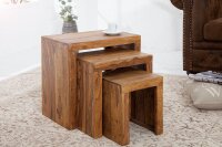 Set de 3 tables dappoint en bois de sheesham naturel...