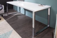 Bureau blanc brillant chromé 140 x 75 cm