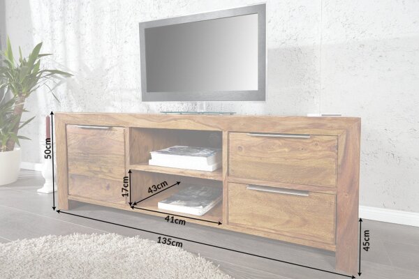 Buffet TV en bois de Sheesham 135 x 50 cm massif Moderne