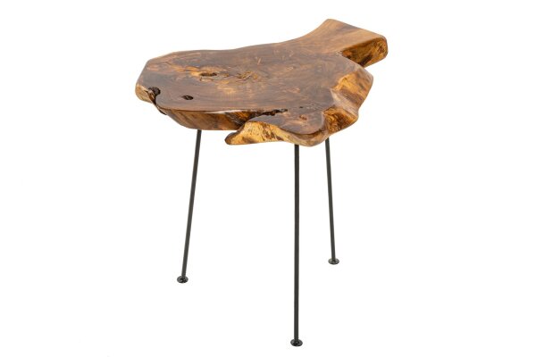 Table dappoint teck métal 40x45 cm Rondelle darbre