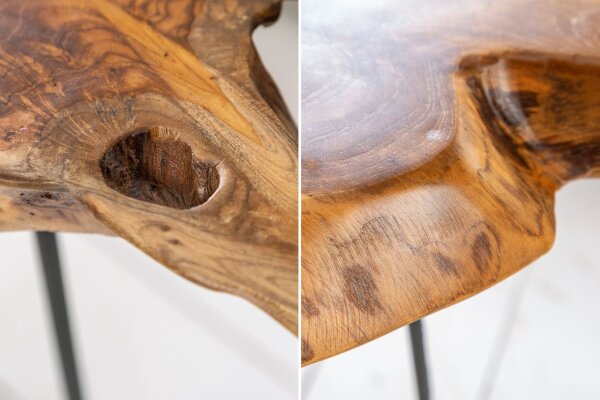 Table dappoint teck métal 40x45 cm Rondelle darbre