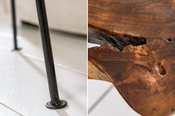 Table dappoint teck métal 40x45 cm Rondelle darbre