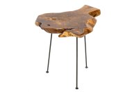 Table dappoint teck m&eacute;tal 40x45 cm Rondelle darbre