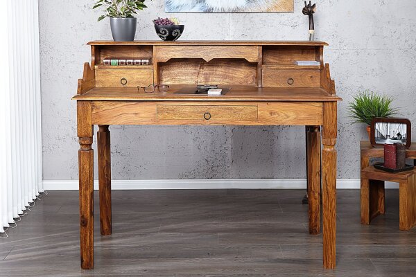 Bureau avec tiroir en bois de sheesham naturel 115x55 cm