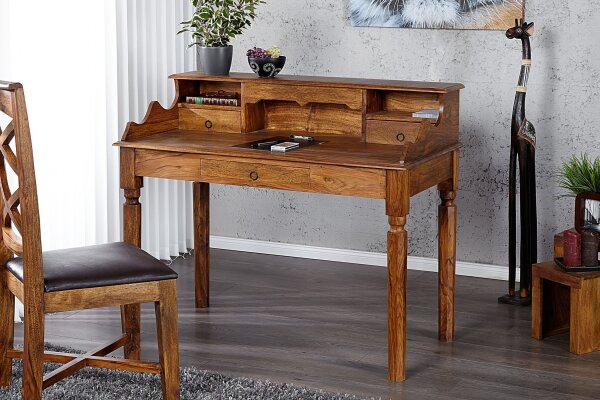 Bureau avec tiroir en bois de sheesham naturel 115x55 cm