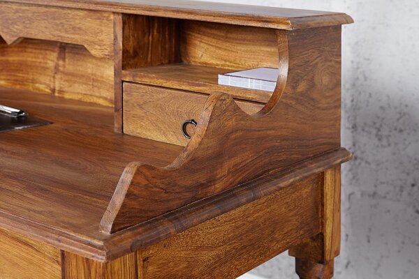 Bureau avec tiroir en bois de sheesham naturel 115x55 cm