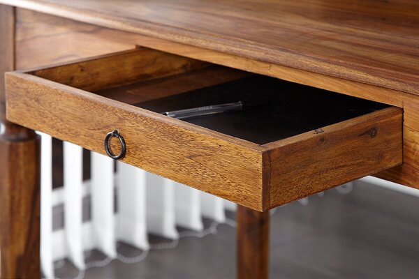 Bureau avec tiroir en bois de sheesham naturel 115x55 cm
