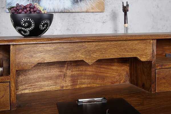 Bureau avec tiroir en bois de sheesham naturel 115x55 cm