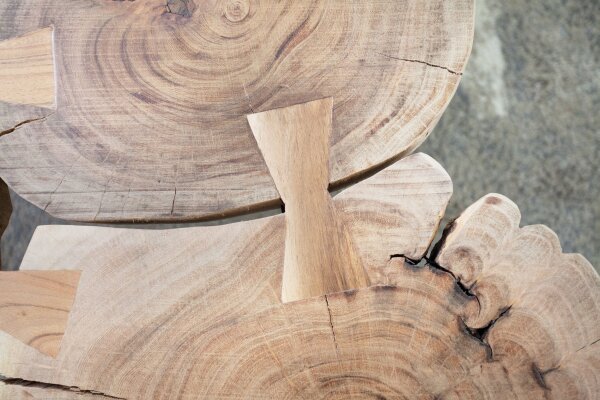Table basse en bois dacacia métal 110 x 70 cm Rondelles darbre