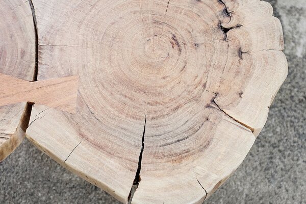 Table basse en bois dacacia métal 110 x 70 cm Rondelles darbre