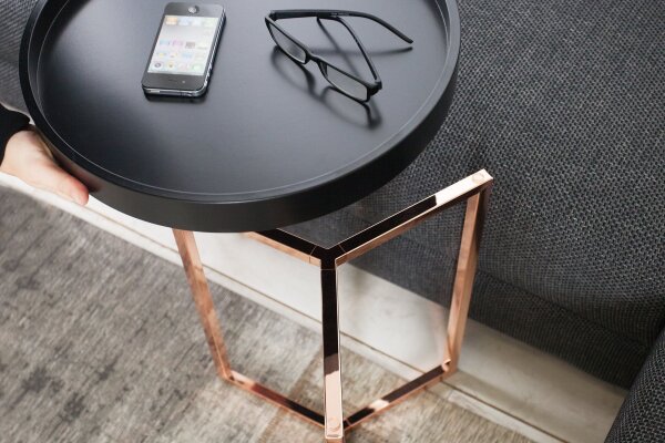 Table dappoint bois métal Ø 40 cm ronde avec plateau