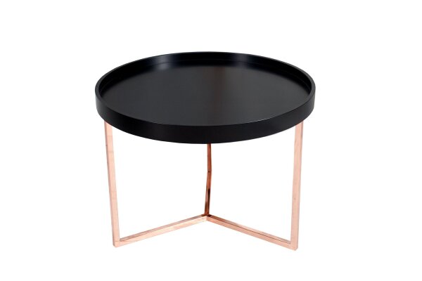 Table basse bois métal noir cuivre 60x60 avec plateau