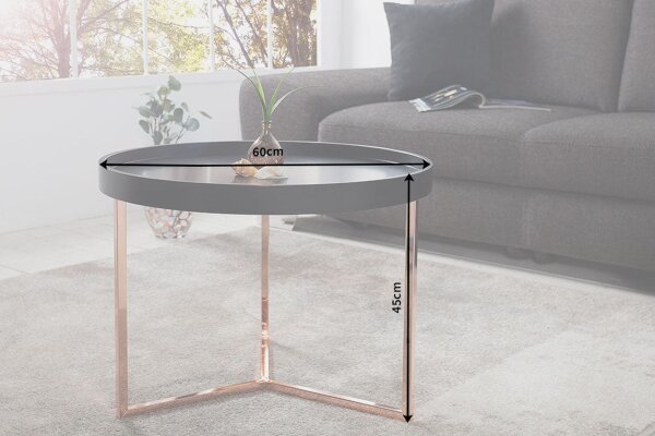 Table basse bois métal noir cuivre 60x60 avec plateau