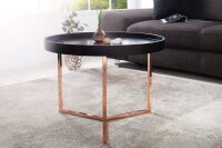 Table basse bois métal noir cuivre 60x60 avec plateau