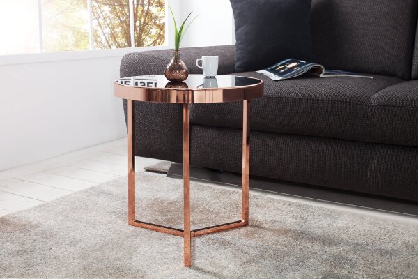 Table dappoint verre dur métal en cuivre noir 45x45 cm