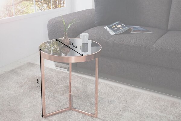 Table dappoint verre dur métal en cuivre noir 45x45 cm