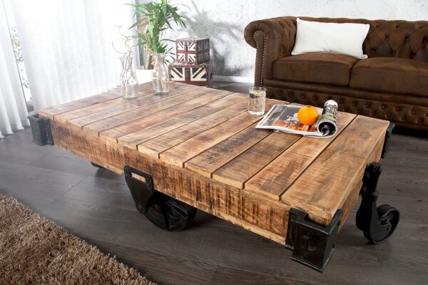 Table basse mangue bois métal 120 x 80 cm