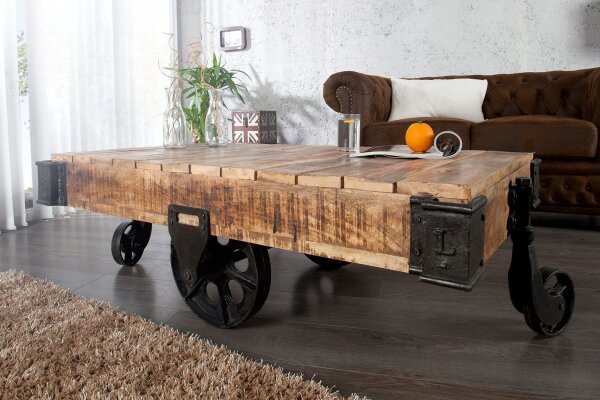 Table basse mangue bois métal 120 x 80 cm