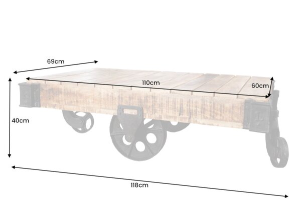 Table basse mangue bois métal 120 x 80 cm