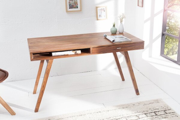 Bureau avec tiroir en bois de sheesham naturel 117x75 cm