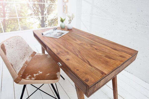 Bureau avec tiroir en bois de sheesham naturel 117x75 cm