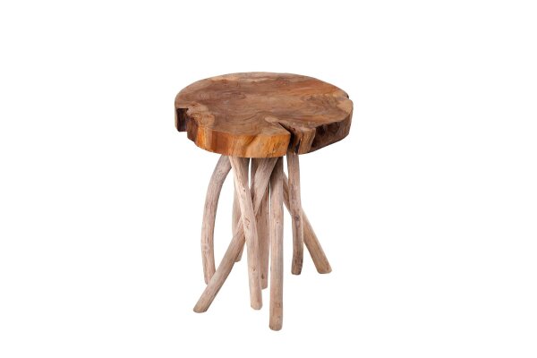 Table dappoint en teck naturel 45x40 cm artisanale